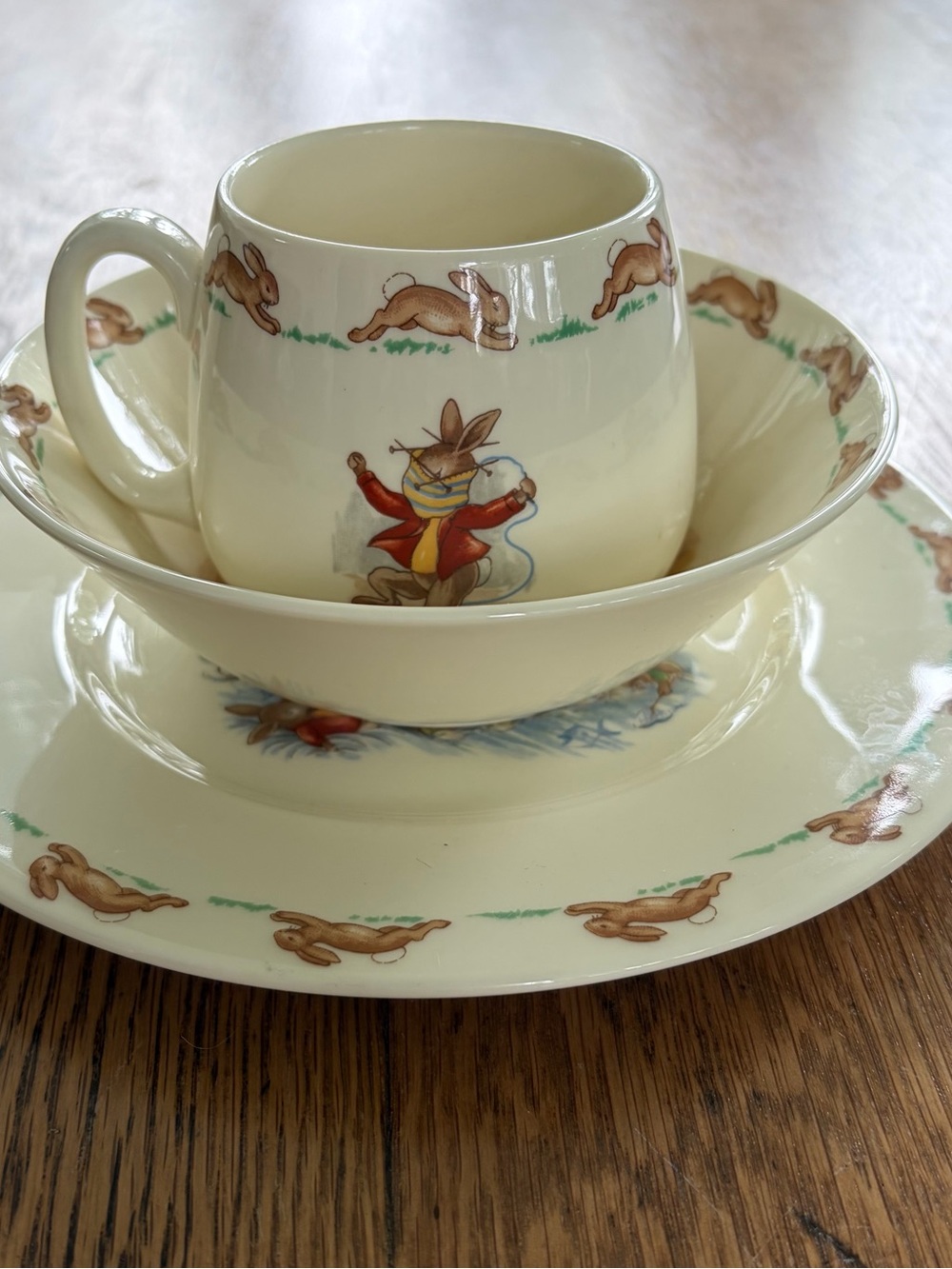Cream Bunny Nursery Cup and Saucer Set-Cute Children’s Dining Set-Royal Doulton